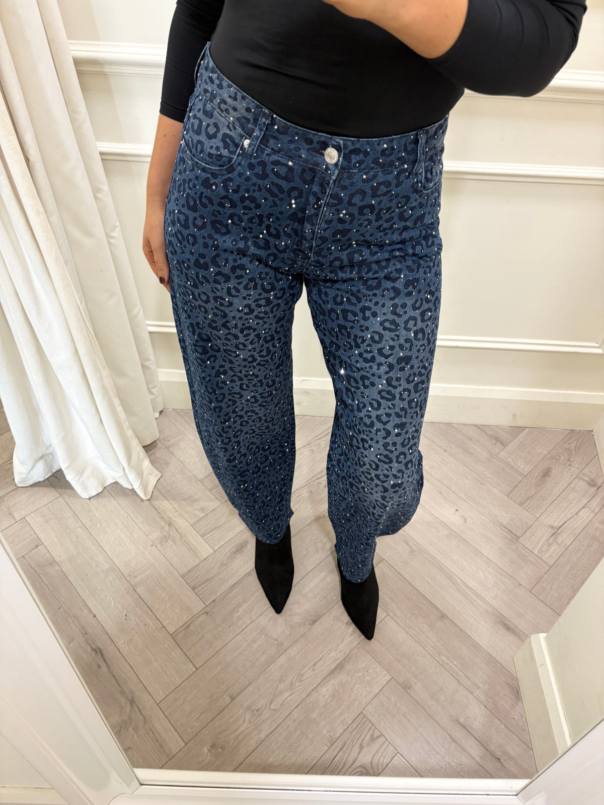 Remi Animal Print Jean Blue