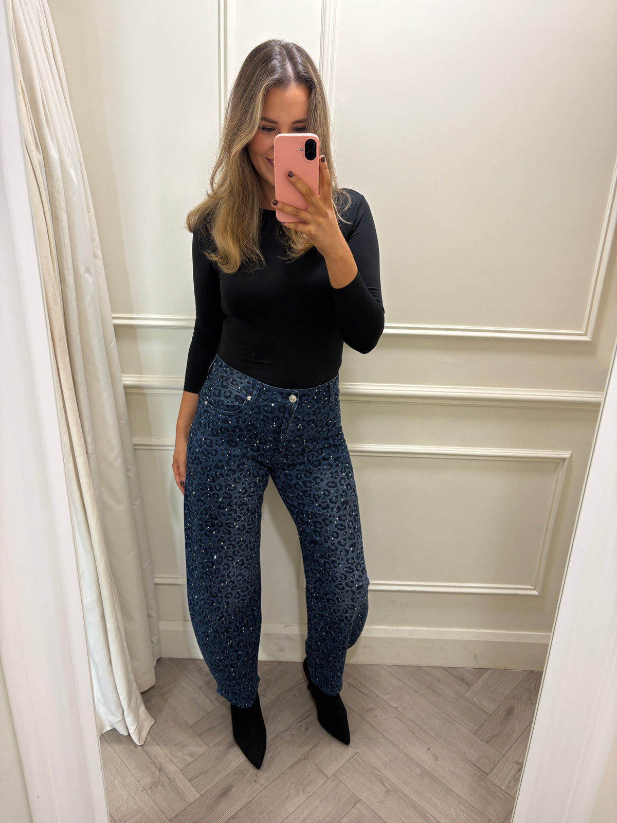 Remi Animal Print Jean Blue