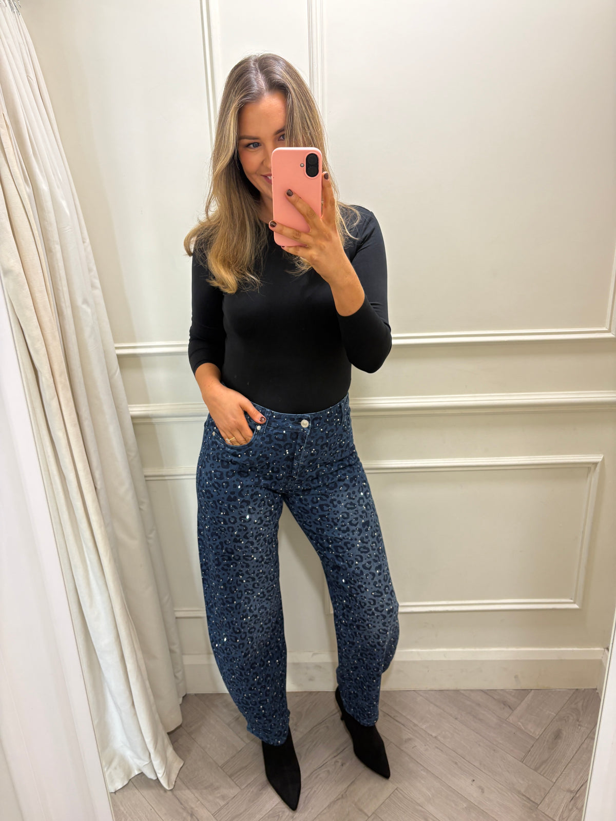 Remi Animal Print Jean Blue