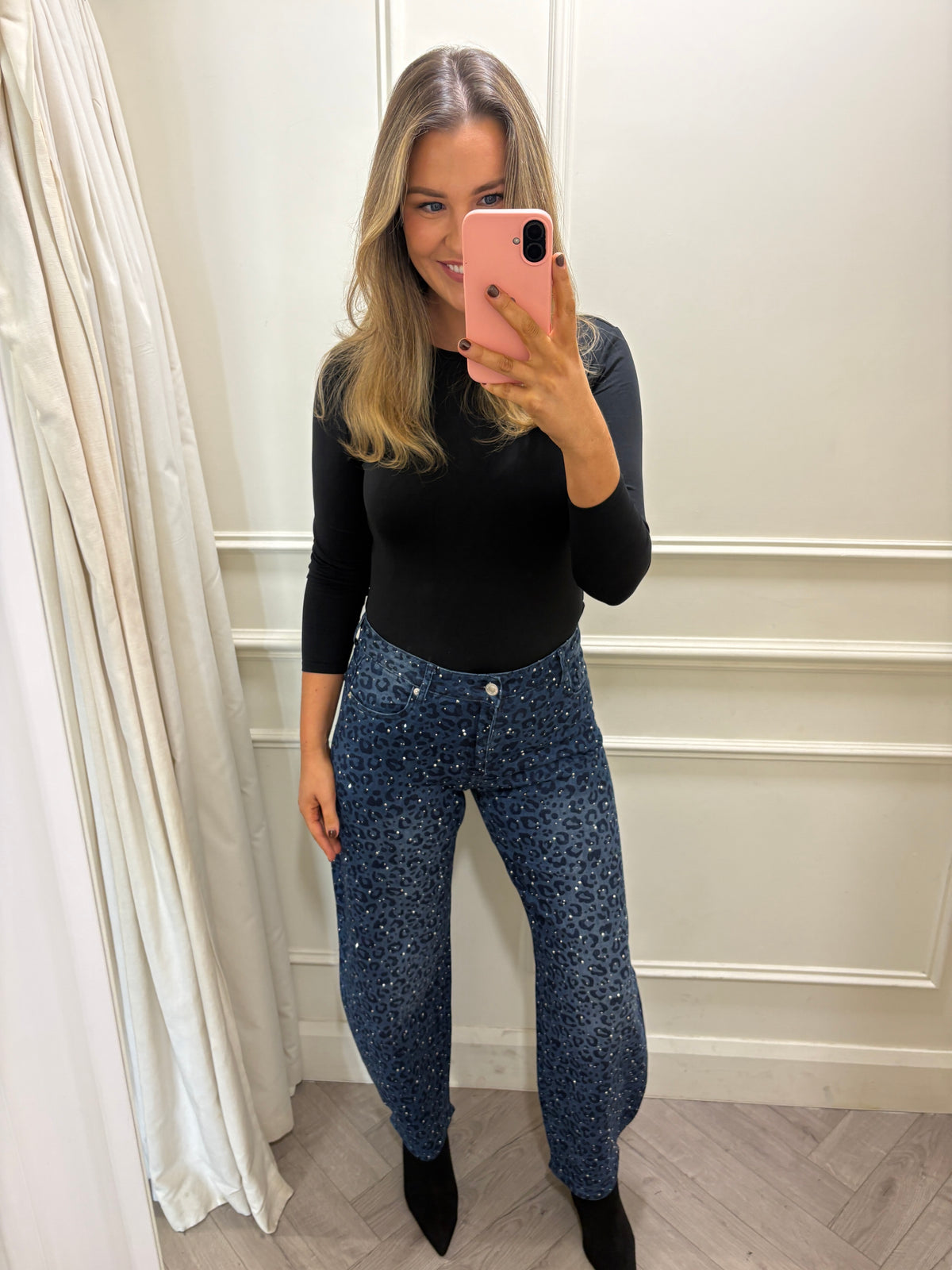 Remi Animal Print Jean Blue