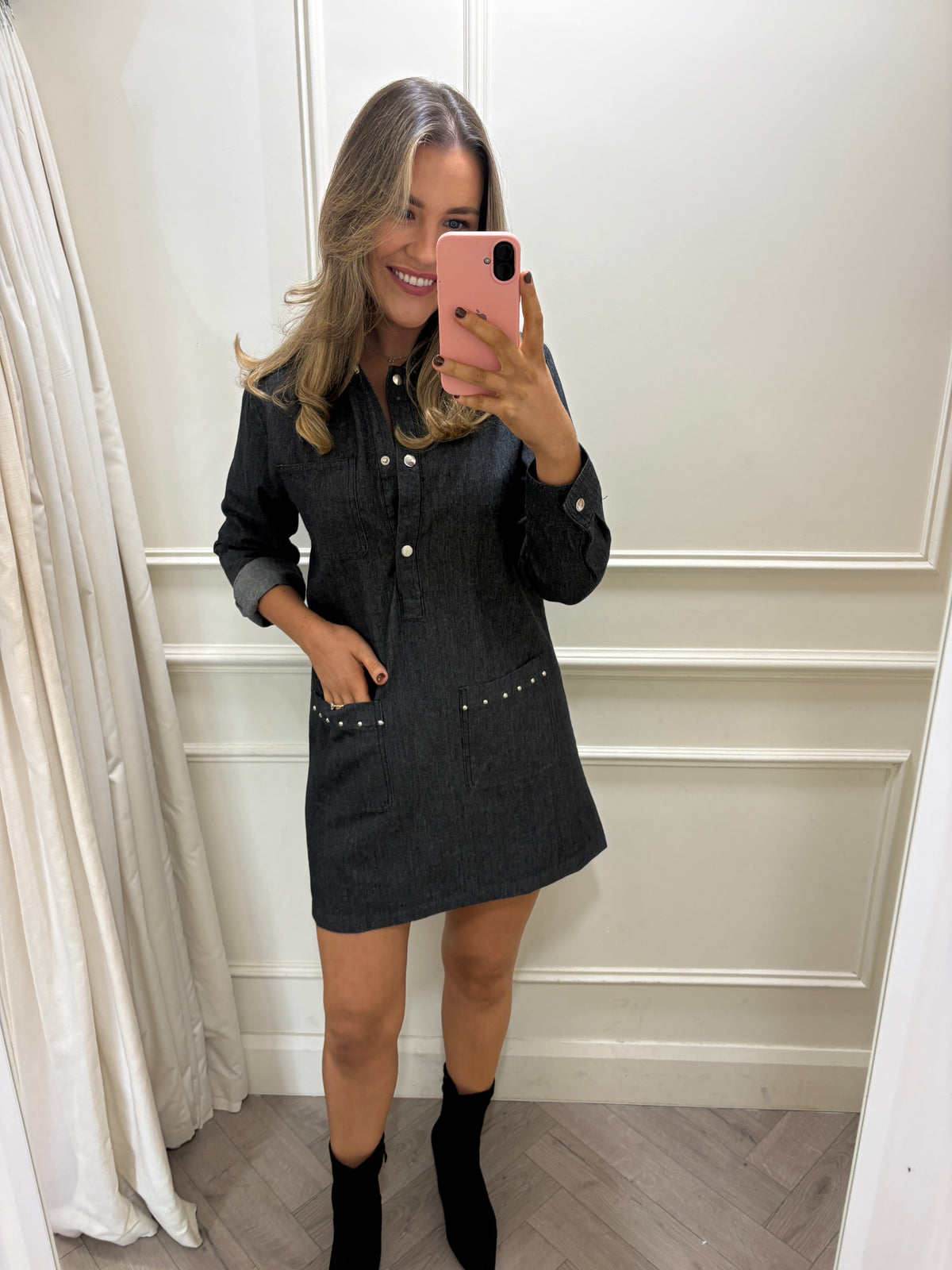 *PRE-ORDER*Sonya Denim Dress Black Delivery will be 5 working days