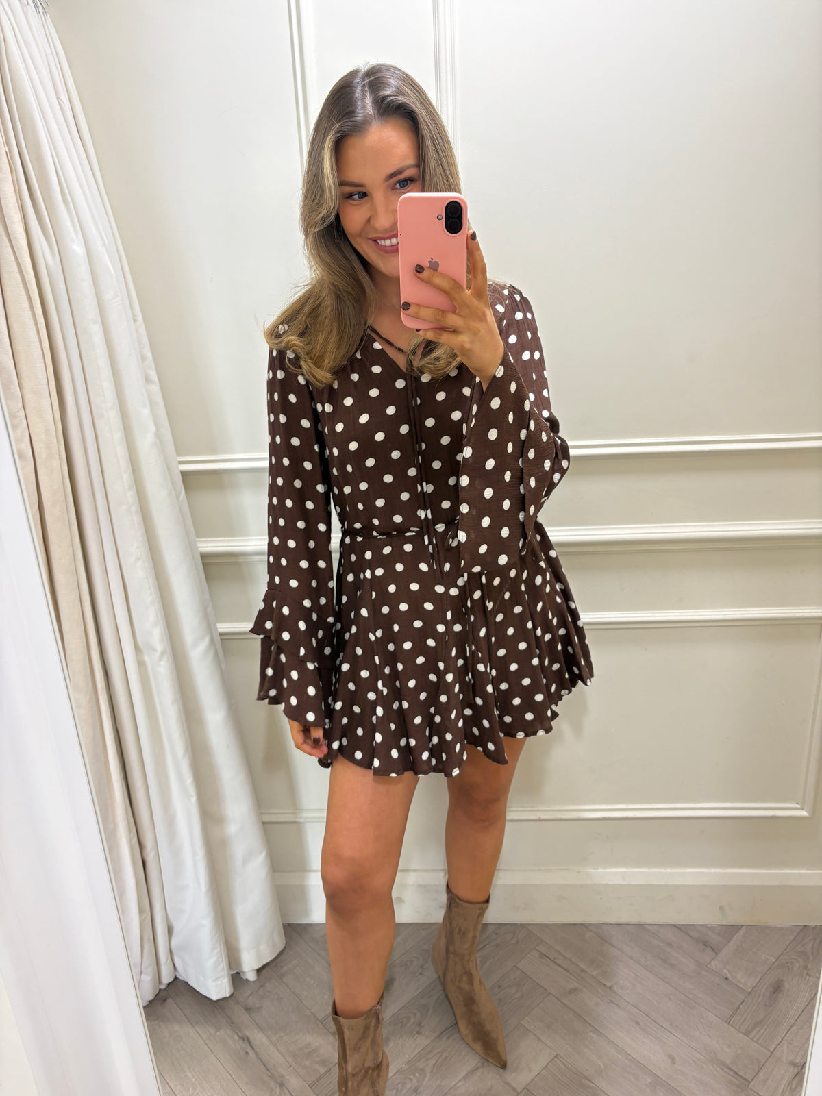 Kimmy Polka Dot Dress Brown