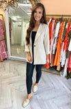 Kendall Long Fitted Blazer Beige