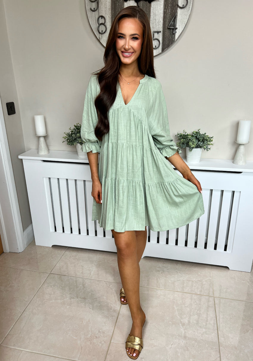 Meave Linen Smock Green