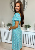 Cara Ditzy Print Dress Turquoise