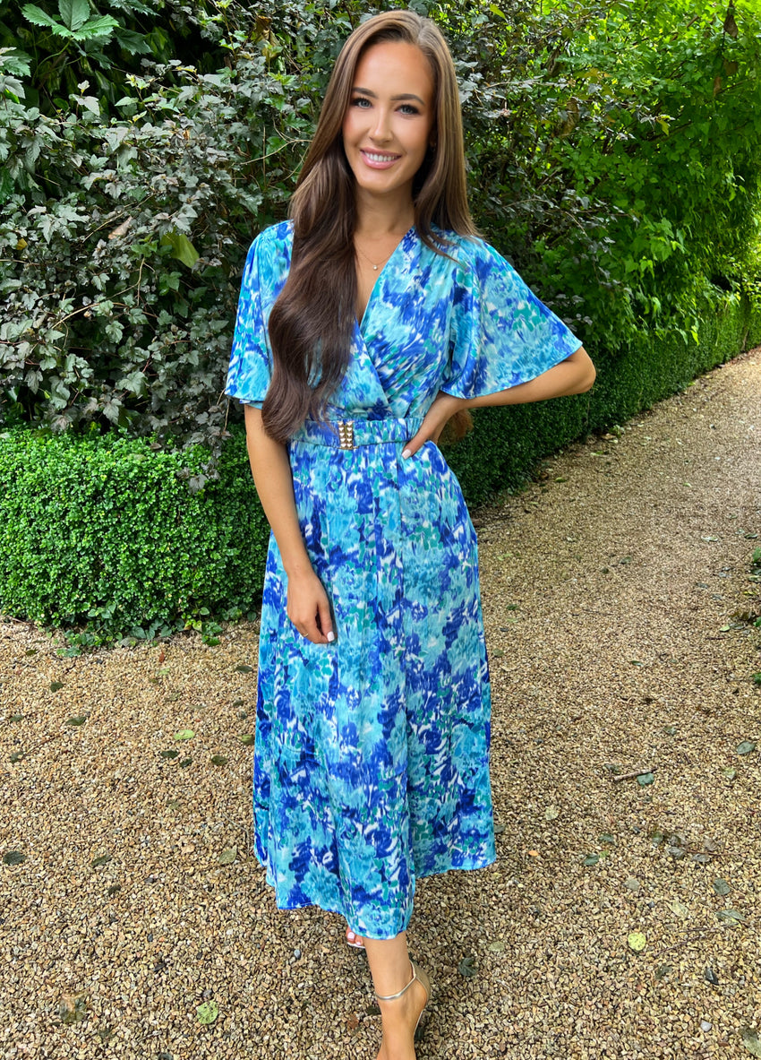 Gracie Belted Dress Blue