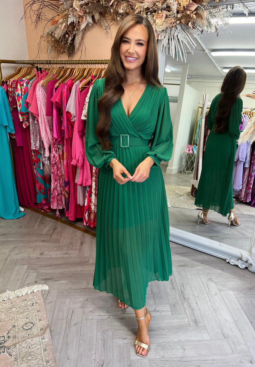 Amber Belted Dress Green