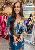 Jess Belted Floral Dress Blue