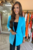 Kendall Long Fitted Blazer Turquoise