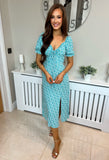 Cara Ditzy Print Dress Turquoise