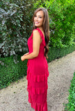 Nona Tiered Red Dress