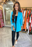 Kendall Long Fitted Blazer Turquoise
