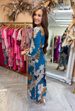 Jess Belted Floral Dress Blue