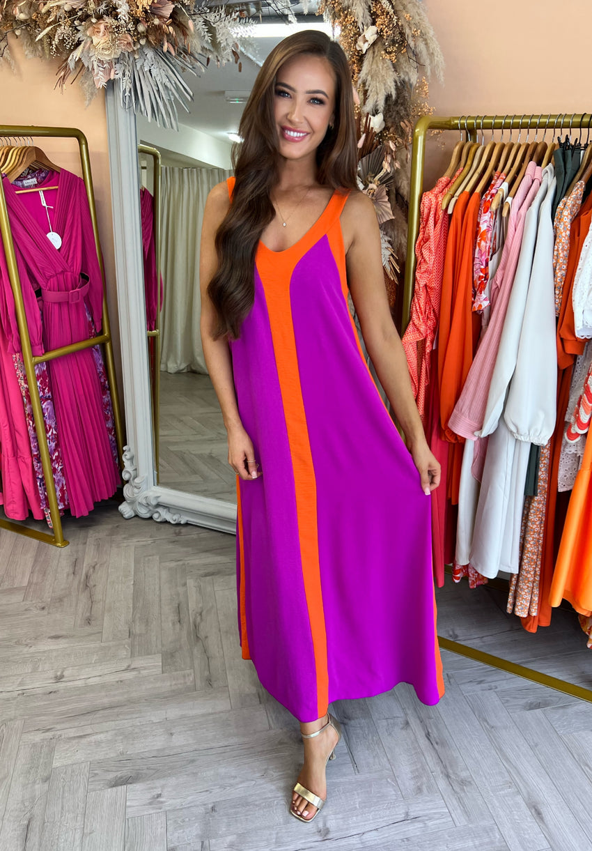 Lizza Dress Orange and Purple