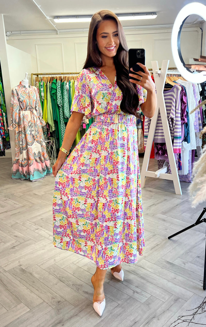 Claire Printed Belted Dress