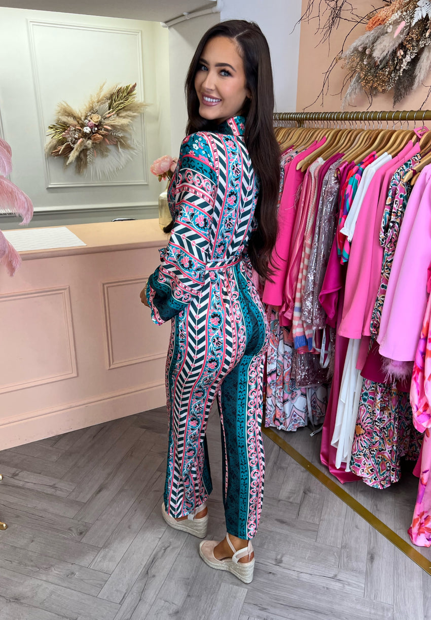 Vali Printed Jumpsuit Green