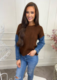 Ella Sequin Sleeve Detail Jumper Mocha